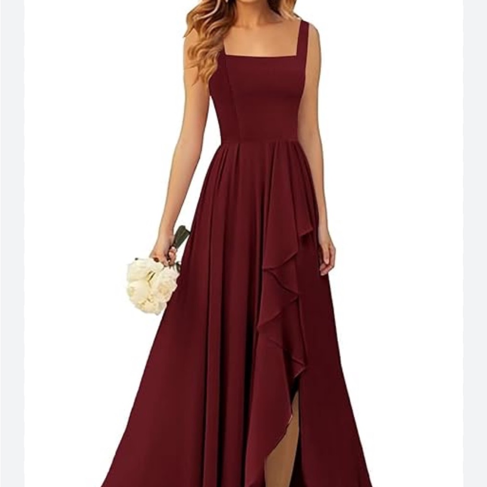 Elegant Burgundy Evening Gown